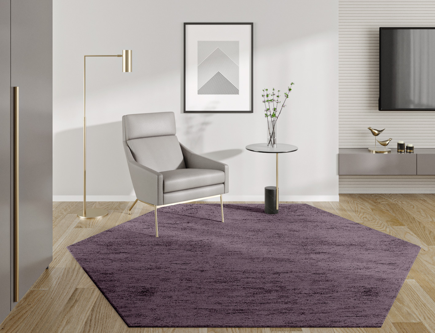 RA-EM08 Solid Colors Hexagon Hand Tufted Bamboo Silk Custom Rug by Rug Artisan
