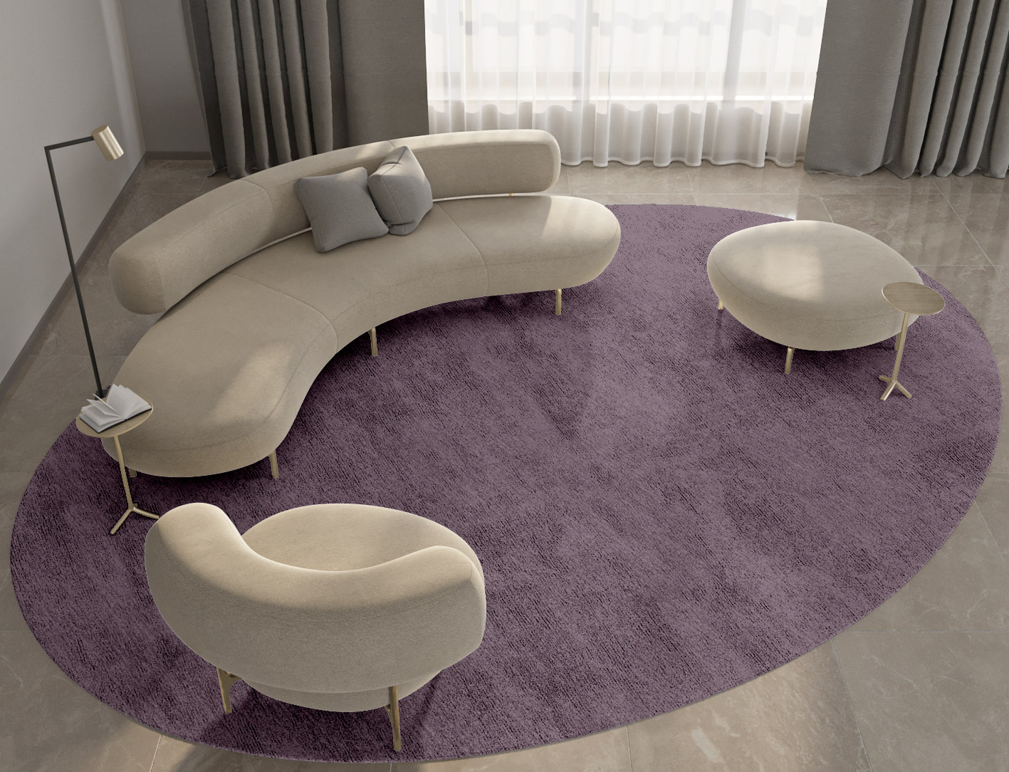 RA-EM08 Solid Colors Oval Hand Tufted Bamboo Silk Custom Rug by Rug Artisan