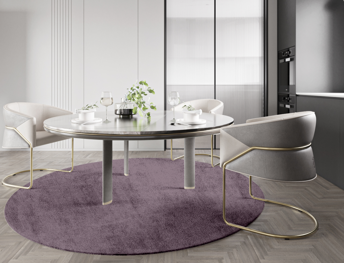 RA-EM08 Solid Colors Round Hand Tufted Bamboo Silk Custom Rug by Rug Artisan