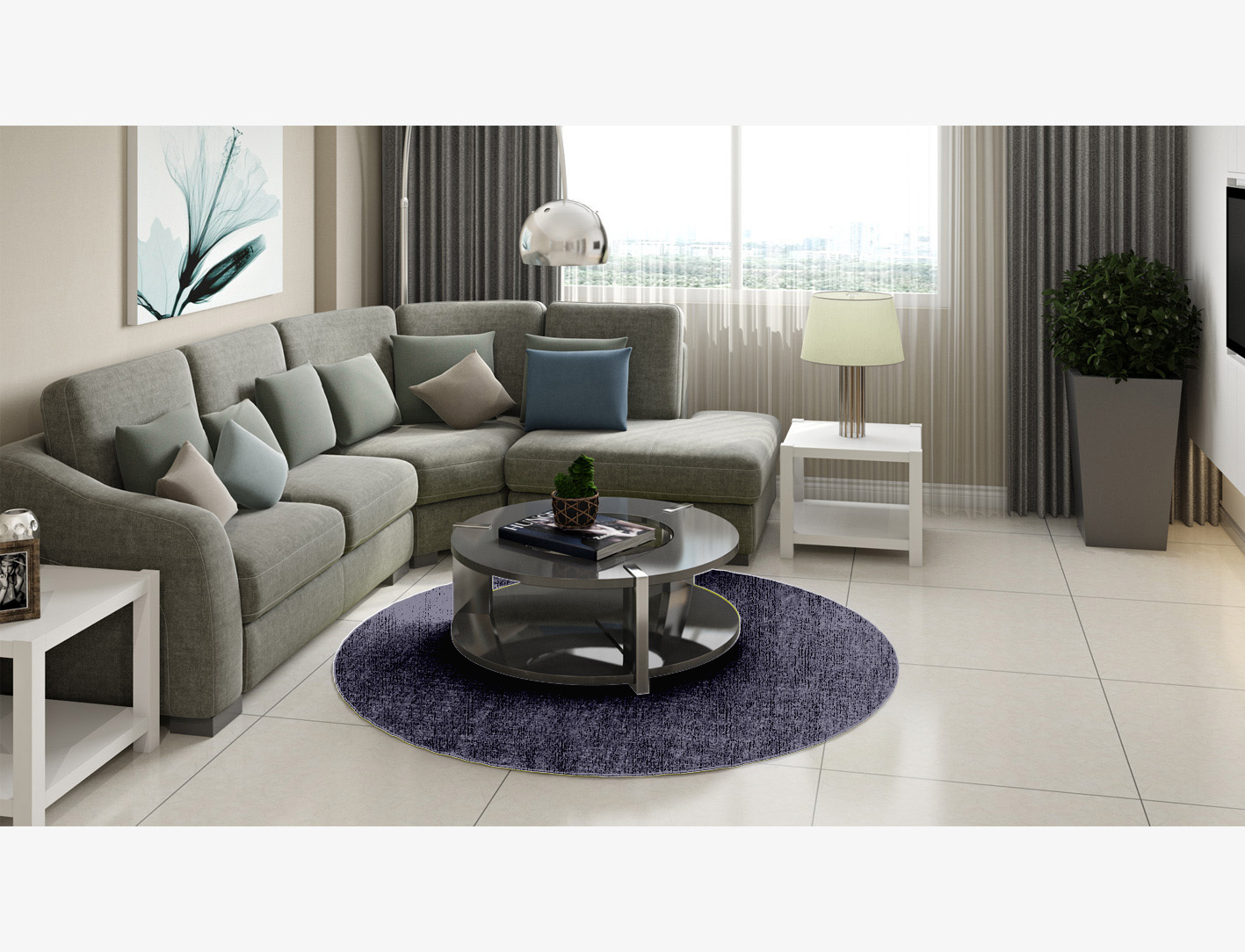 RA-EP07 Solid Colors Round Flatweave Bamboo Silk Custom Rug by Rug Artisan