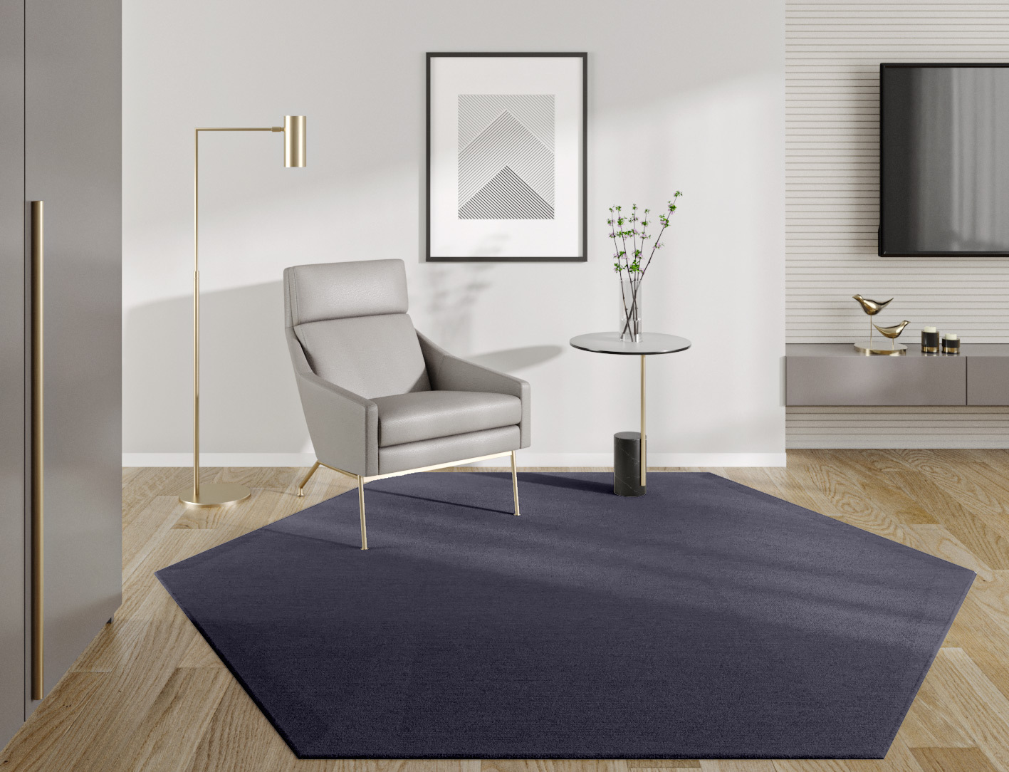RA-EP07 Solid Colors Hexagon Hand Knotted Tibetan Wool Custom Rug by Rug Artisan