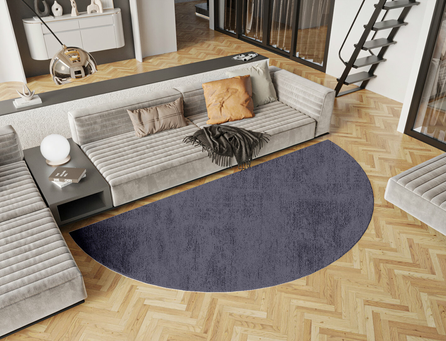 RA-EP07 Solid Colors Halfmoon Hand Tufted Bamboo Silk Custom Rug by Rug Artisan