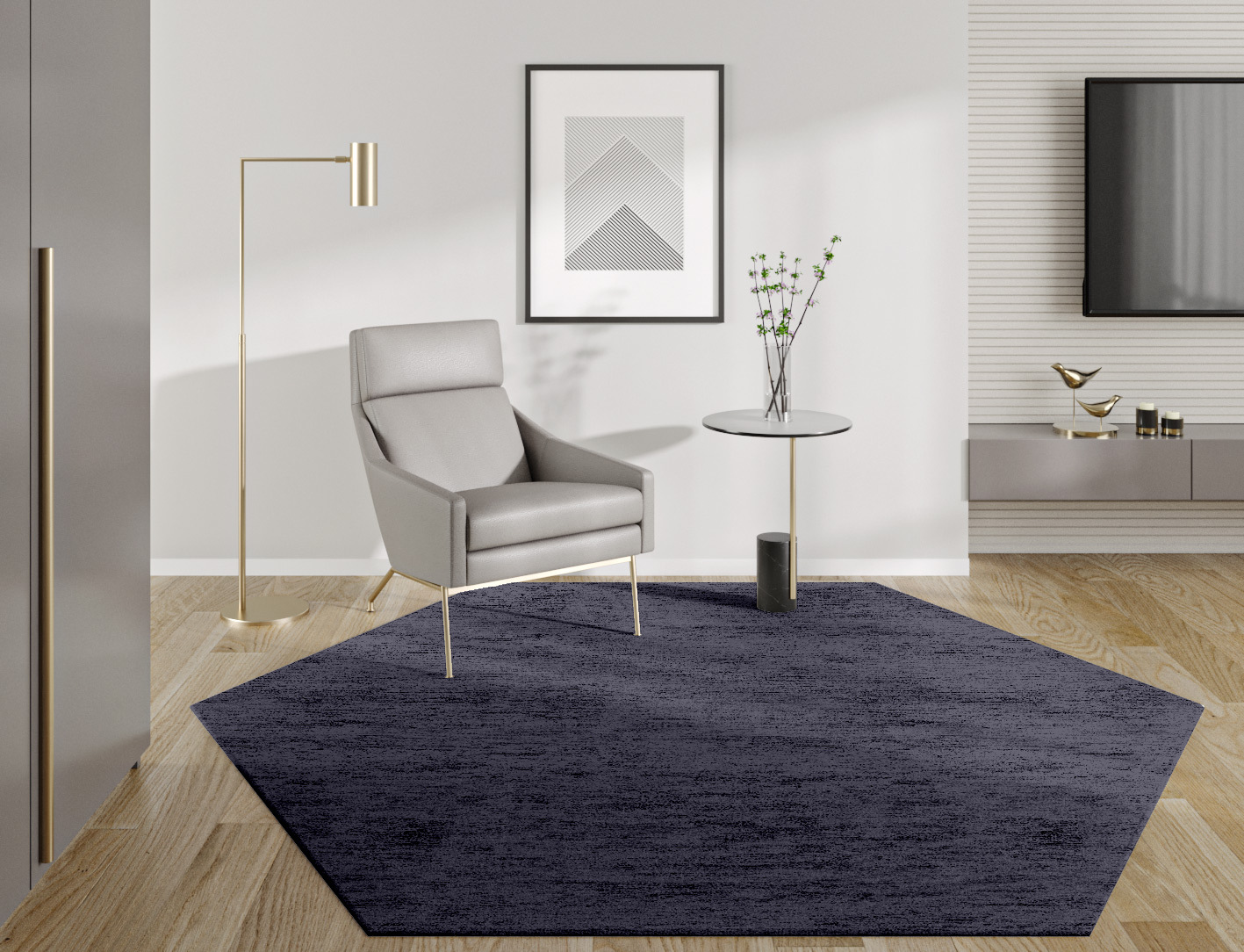 RA-EP07 Solid Colors Hexagon Hand Tufted Bamboo Silk Custom Rug by Rug Artisan