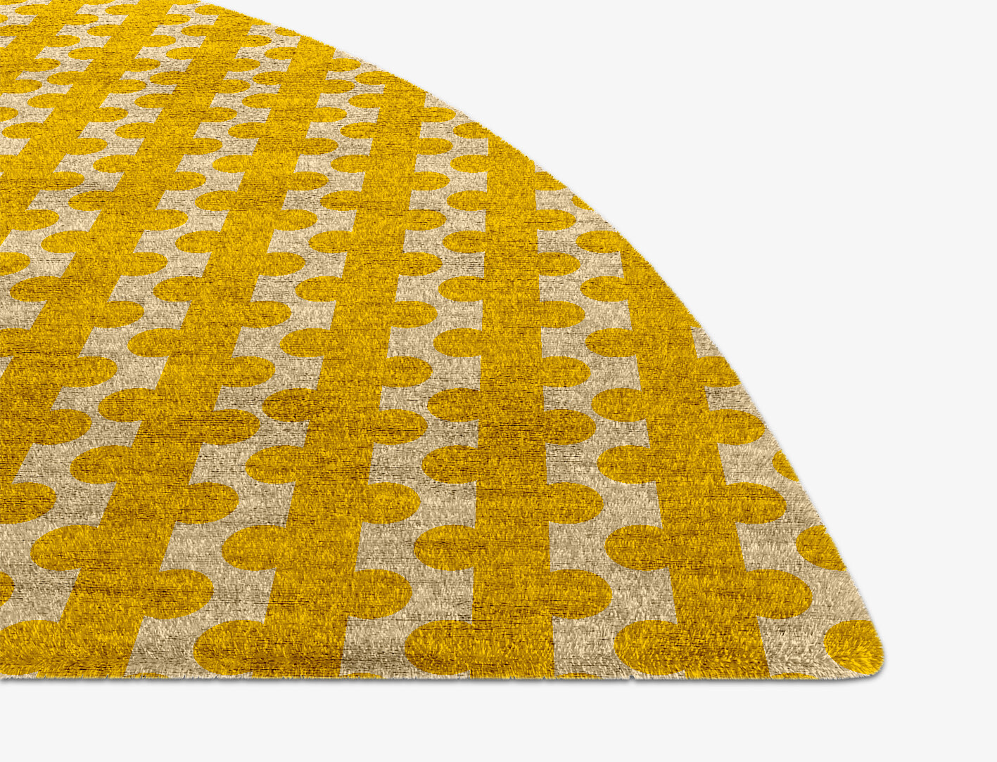Railroad Geometric Halfmoon Hand Knotted Bamboo Silk Custom Rug by Rug Artisan