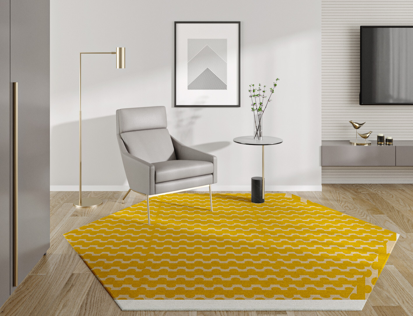 Railroad Geometric Hexagon Hand Knotted Tibetan Wool Custom Rug by Rug Artisan
