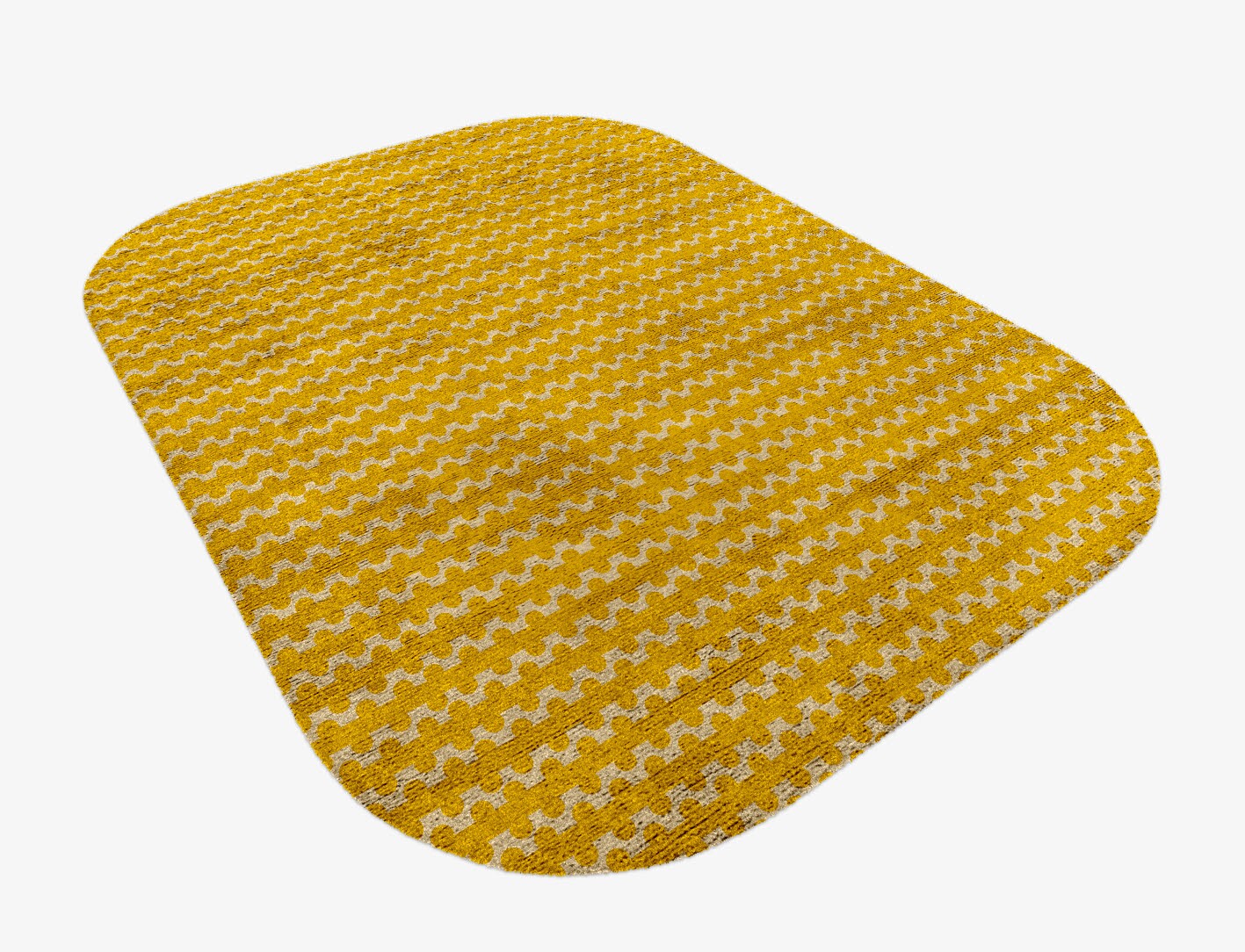 Railroad Geometric Oblong Hand Knotted Bamboo Silk Custom Rug by Rug Artisan