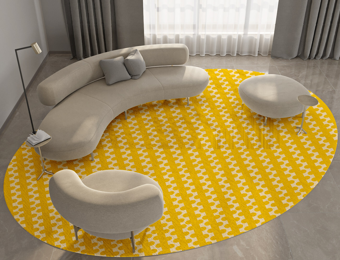 Railroad Geometric Oval Hand Knotted Bamboo Silk Custom Rug by Rug Artisan