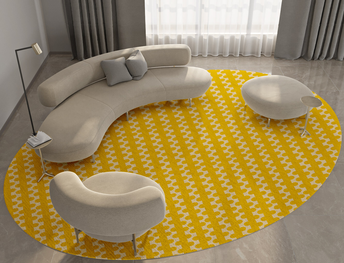 Railroad Geometric Oval Hand Knotted Tibetan Wool Custom Rug by Rug Artisan