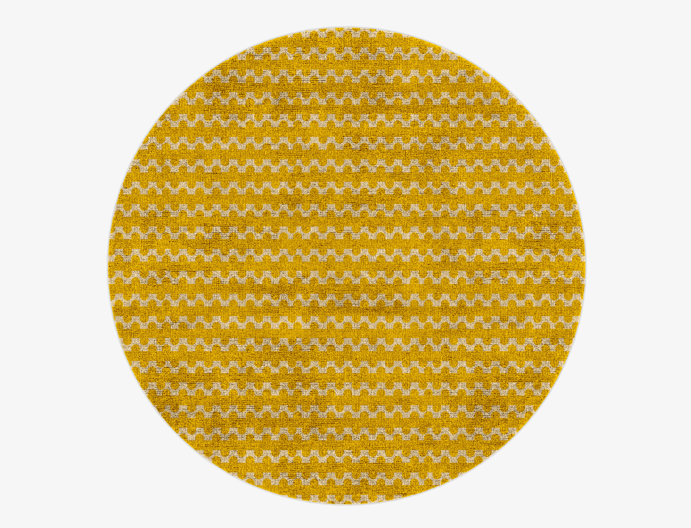 Railroad Geometric Round Hand Knotted Bamboo Silk Custom Rug by Rug Artisan