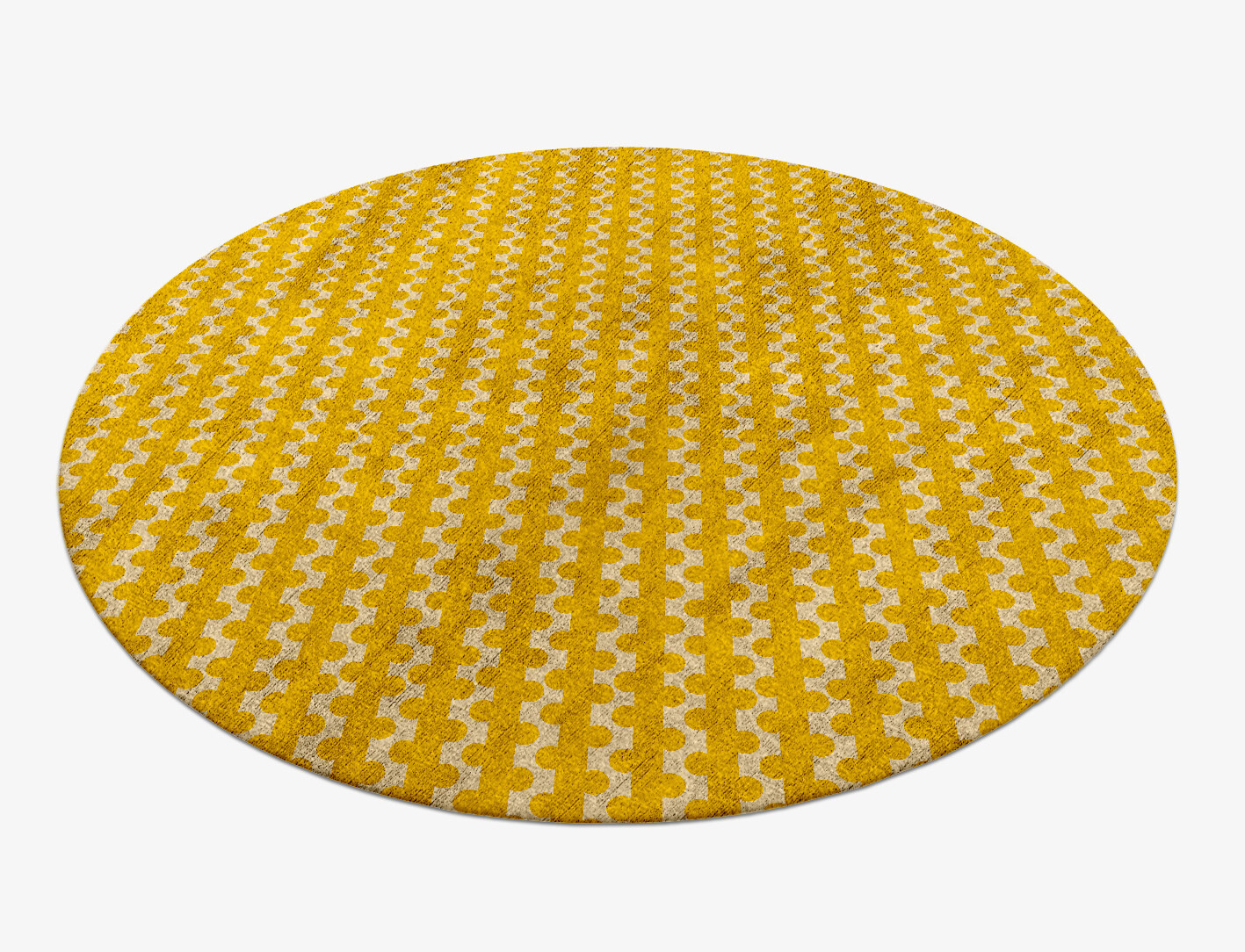 Railroad Geometric Round Hand Knotted Bamboo Silk Custom Rug by Rug Artisan