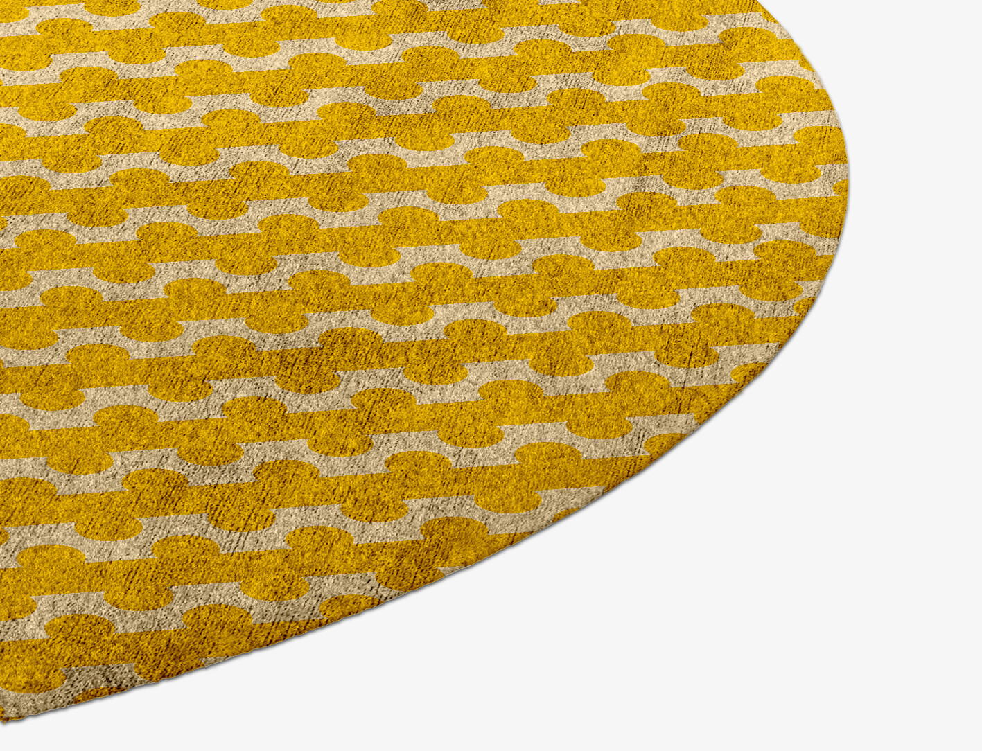 Railroad Geometric Round Hand Knotted Bamboo Silk Custom Rug by Rug Artisan