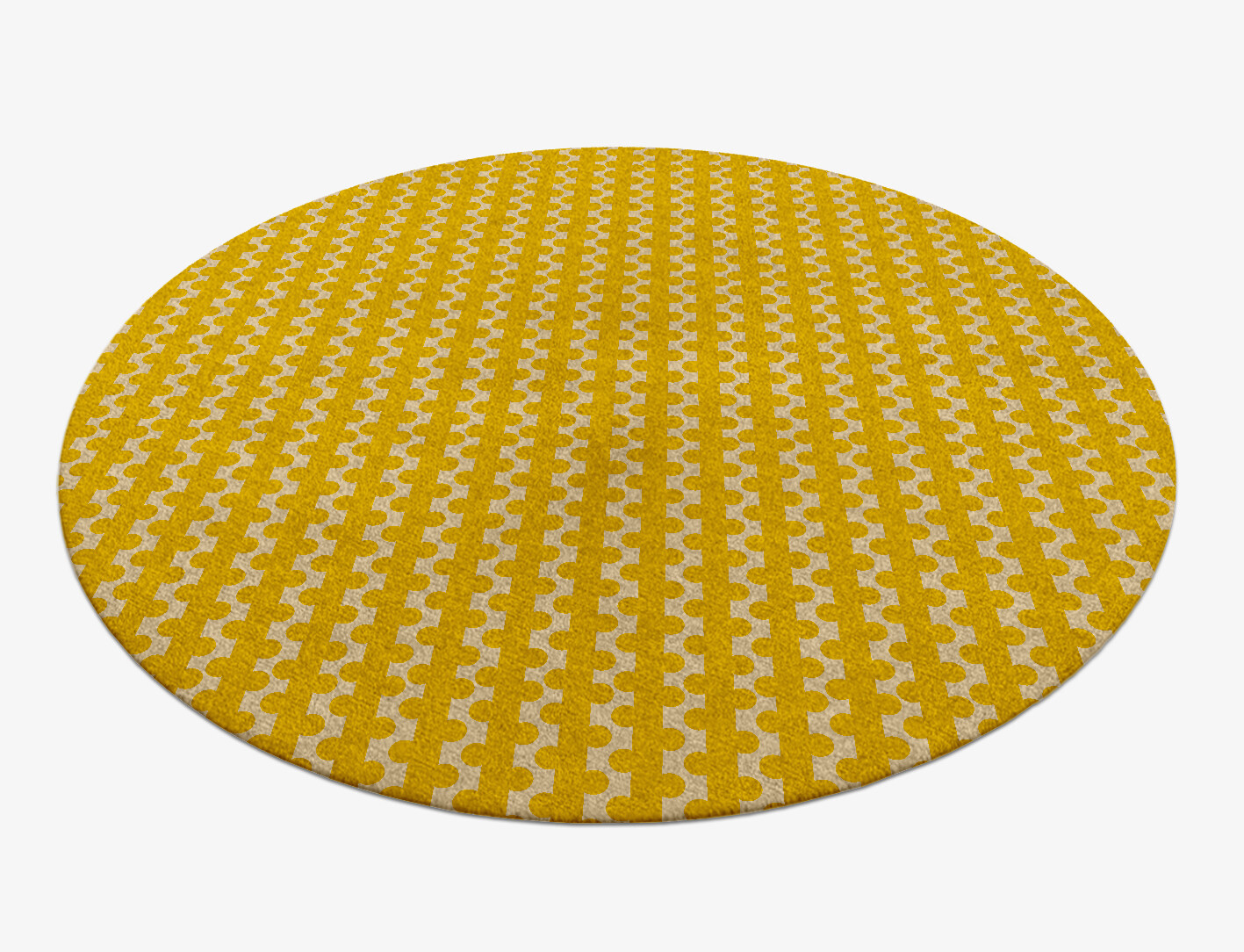 Railroad Geometric Round Hand Knotted Tibetan Wool Custom Rug by Rug Artisan