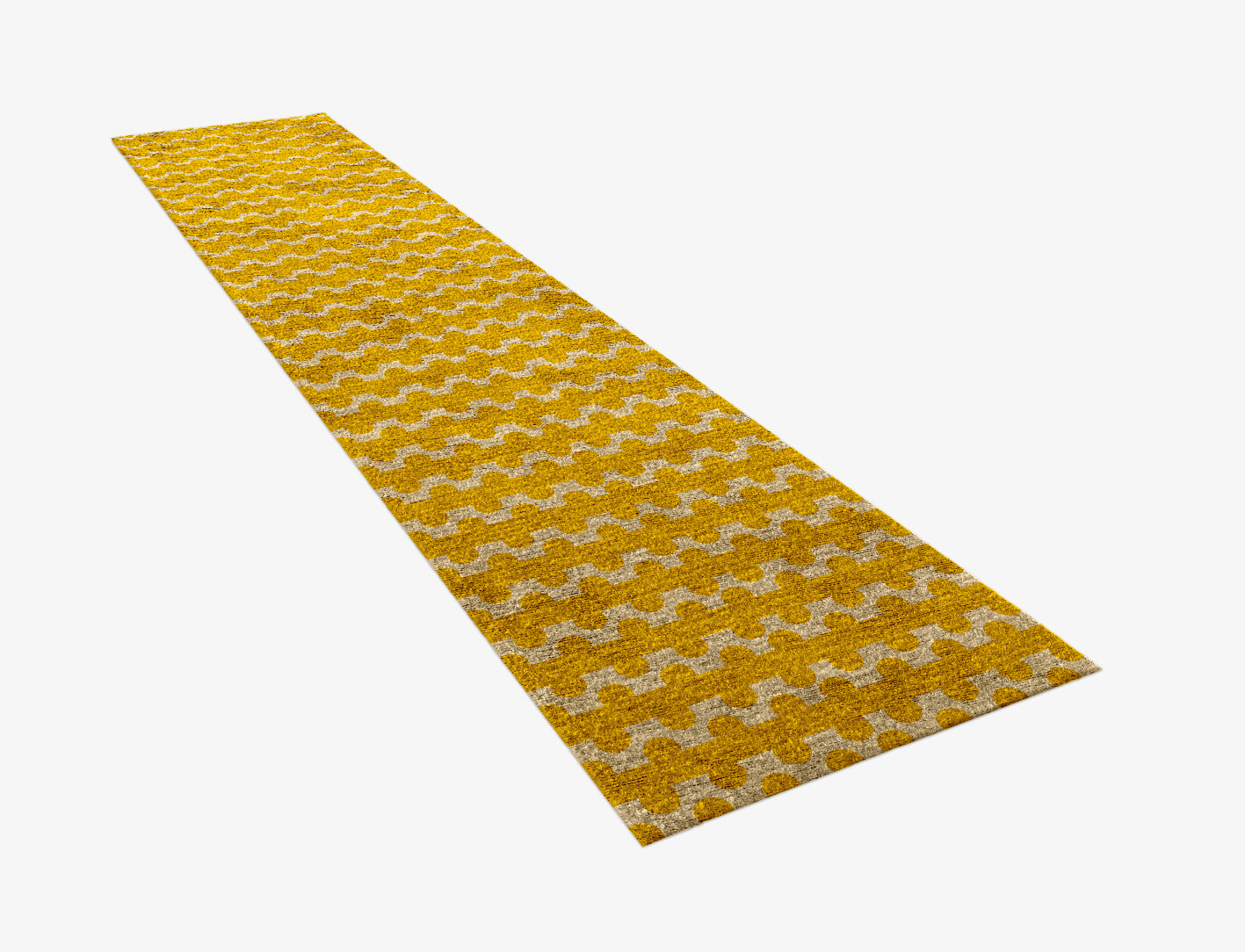 Railroad Geometric Runner Hand Knotted Bamboo Silk Custom Rug by Rug Artisan