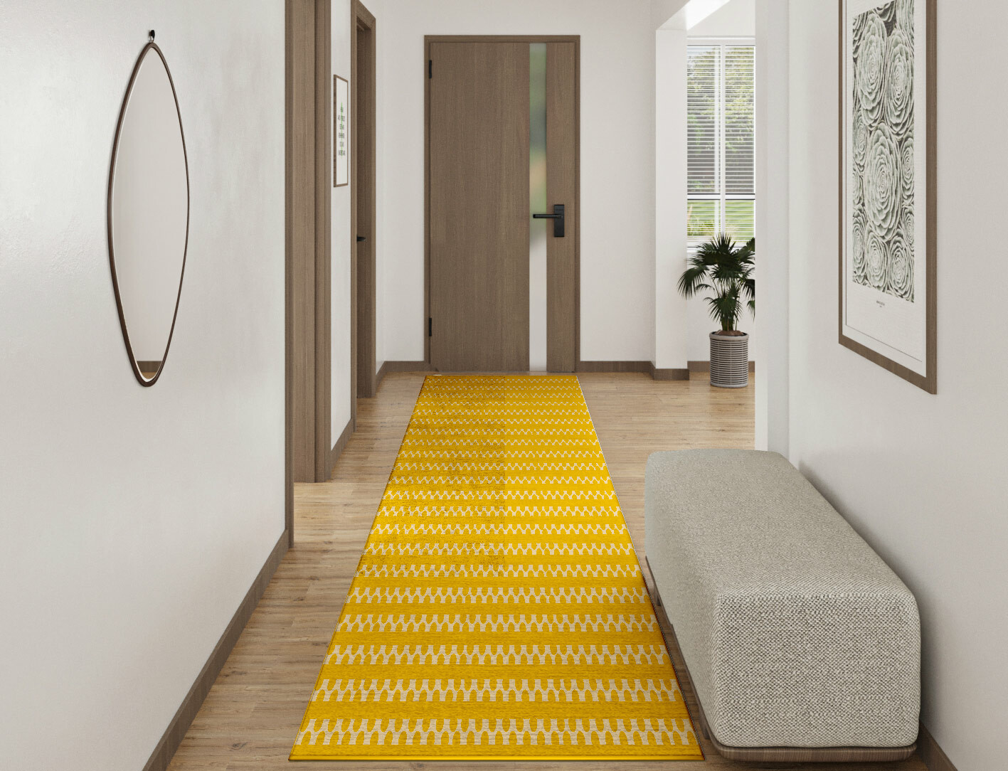 Railroad Geometric Runner Hand Knotted Bamboo Silk Custom Rug by Rug Artisan