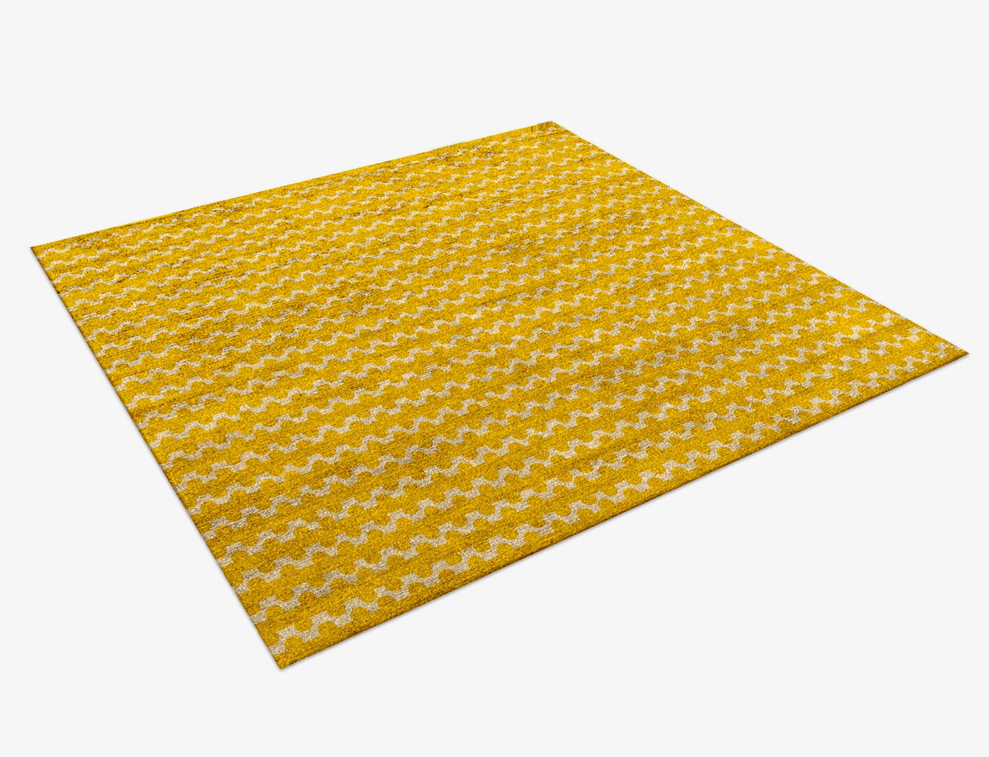 Railroad Geometric Square Hand Knotted Bamboo Silk Custom Rug by Rug Artisan