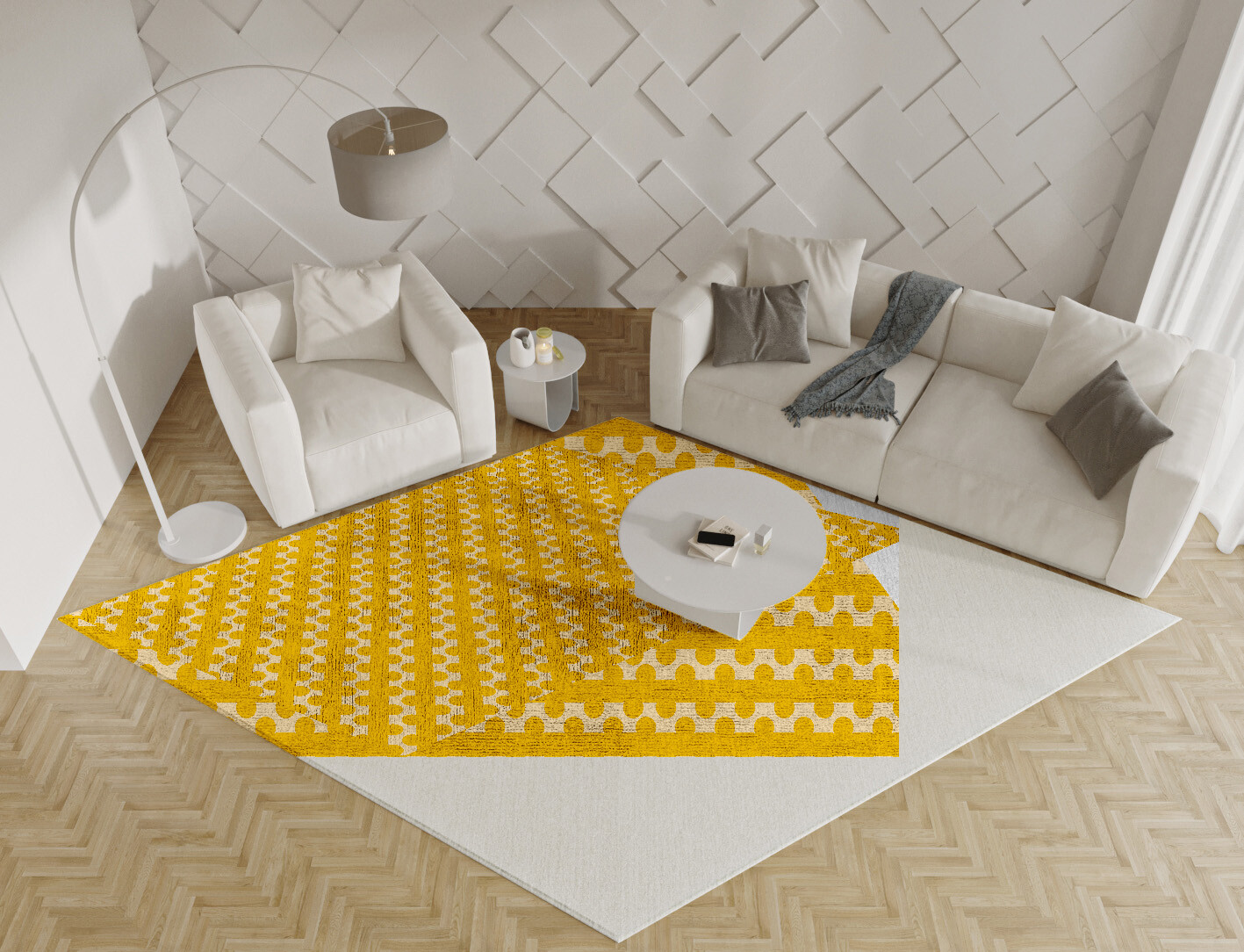 Railroad Geometric Diamond Hand Tufted Bamboo Silk Custom Rug by Rug Artisan