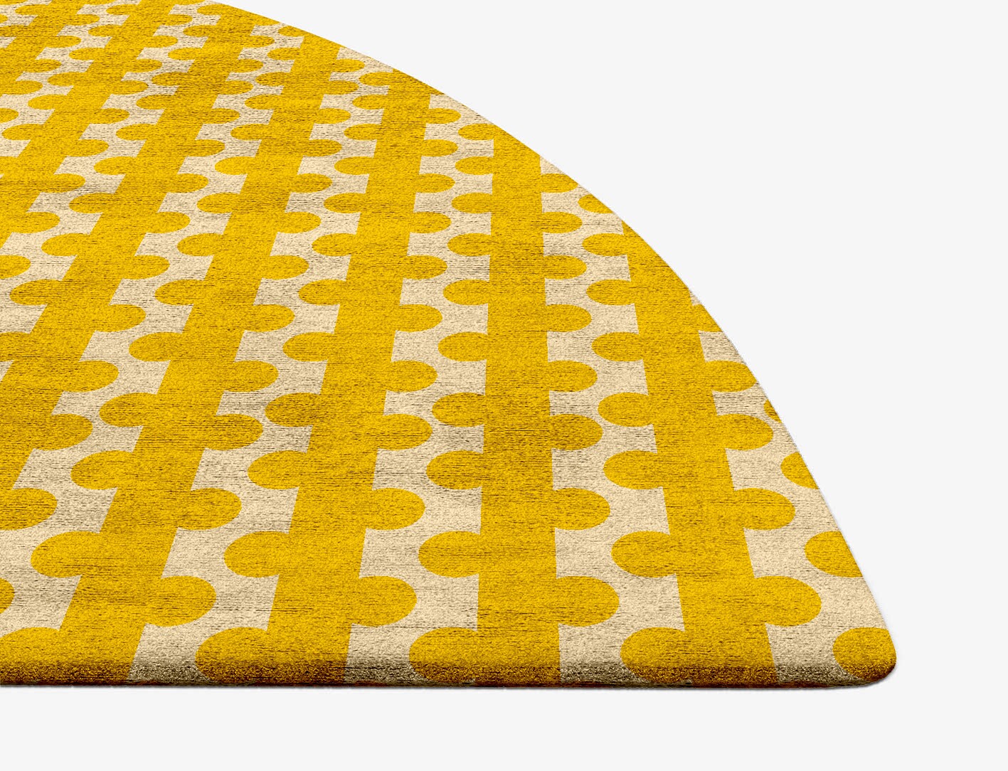 Railroad Geometric Halfmoon Hand Tufted Bamboo Silk Custom Rug by Rug Artisan
