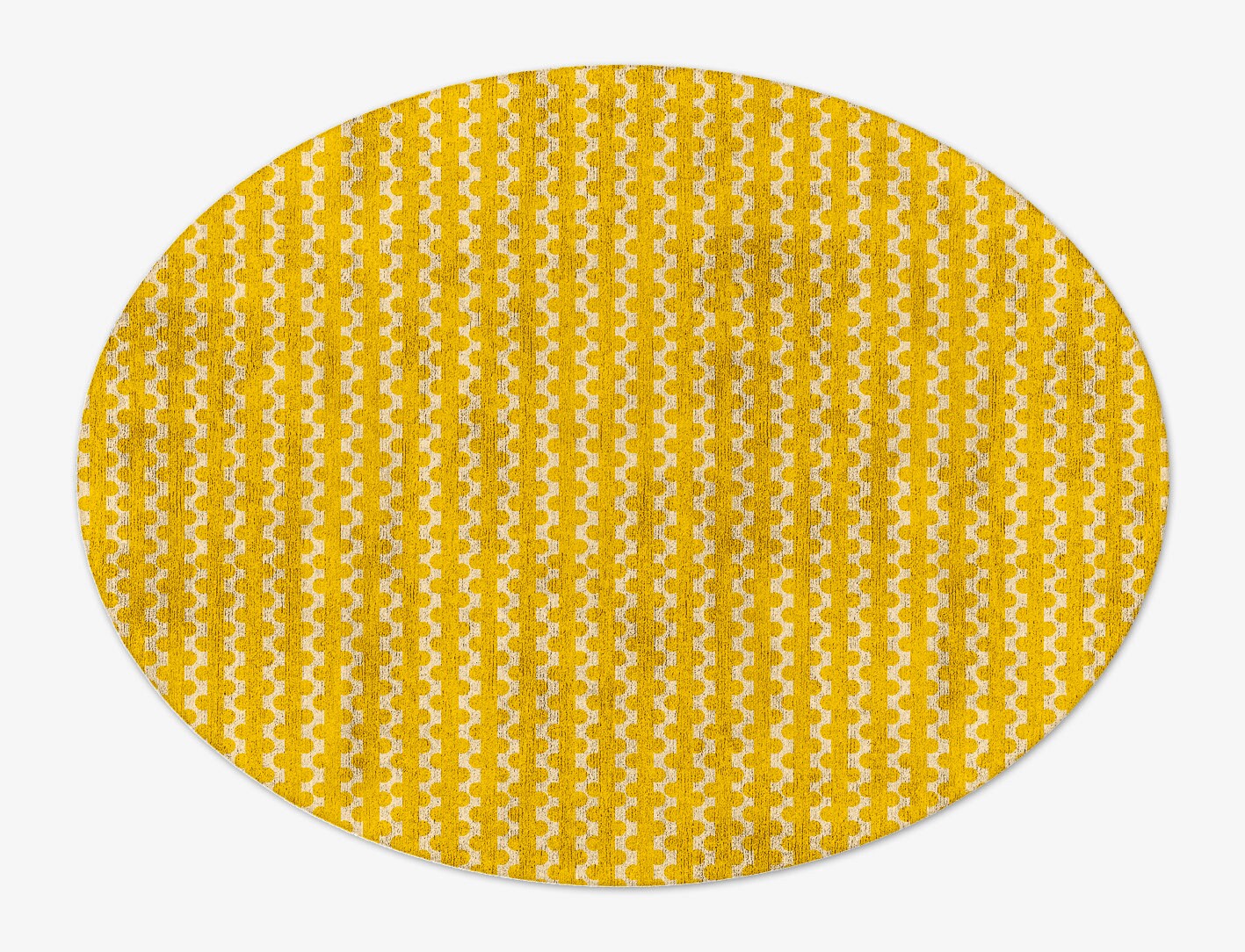 Railroad Geometric Oval Hand Tufted Bamboo Silk Custom Rug by Rug Artisan