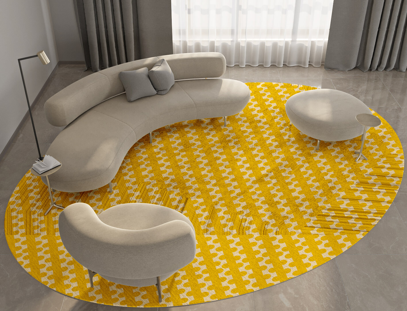 Railroad Geometric Oval Hand Tufted Bamboo Silk Custom Rug by Rug Artisan