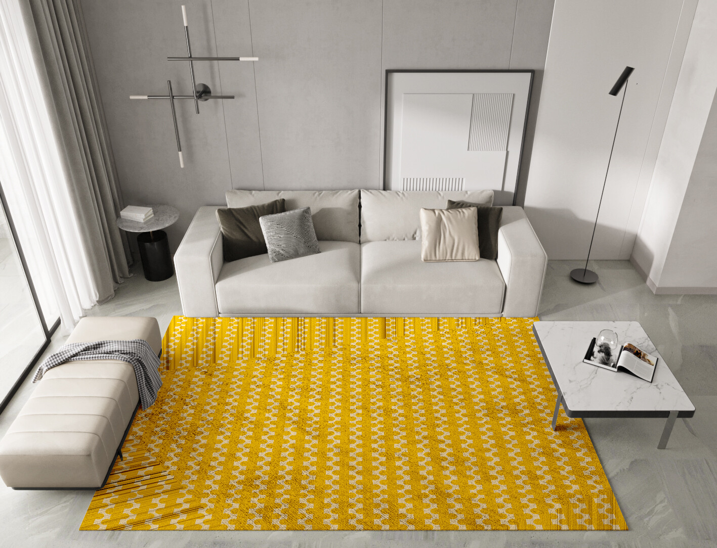 Railroad Geometric Rectangle Hand Tufted Bamboo Silk Custom Rug by Rug Artisan