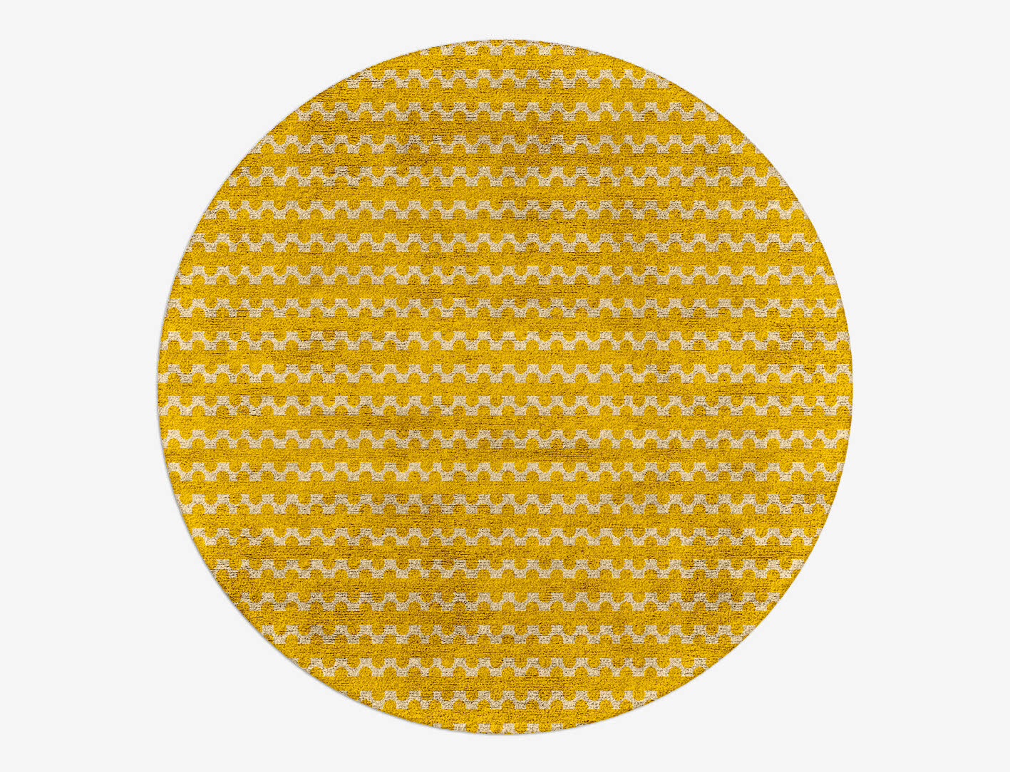 Railroad Geometric Round Hand Tufted Bamboo Silk Custom Rug by Rug Artisan