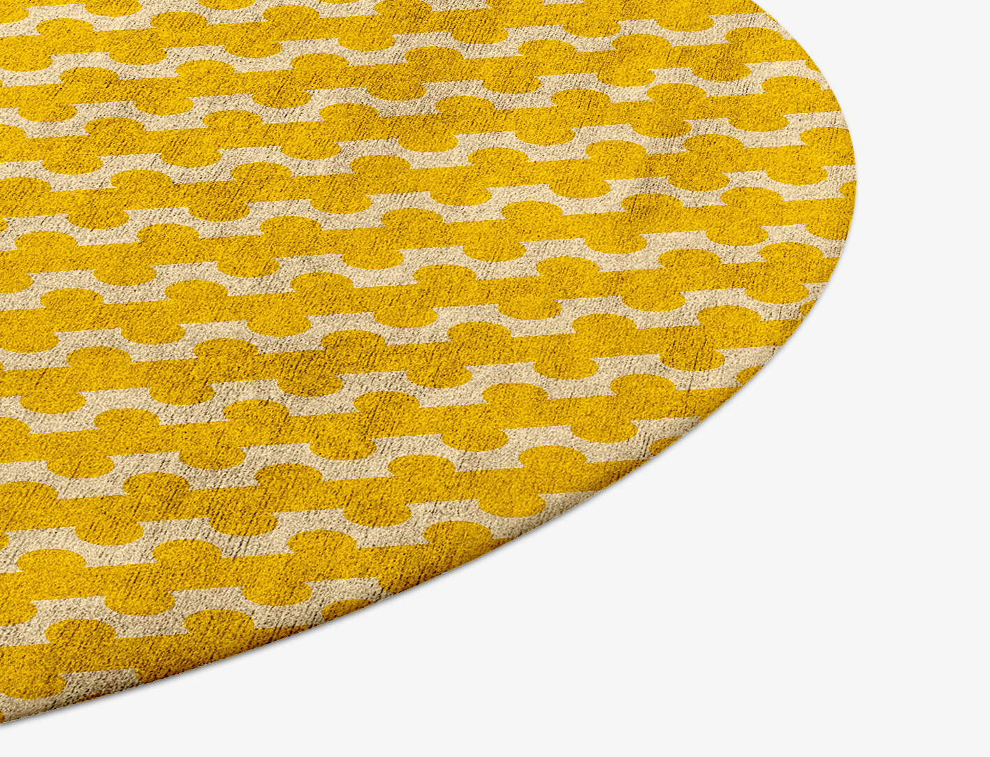 Railroad Geometric Round Hand Tufted Bamboo Silk Custom Rug by Rug Artisan