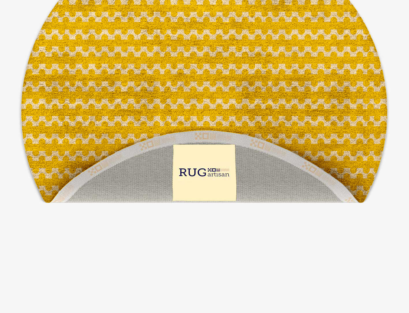 Railroad Geometric Round Hand Tufted Bamboo Silk Custom Rug by Rug Artisan