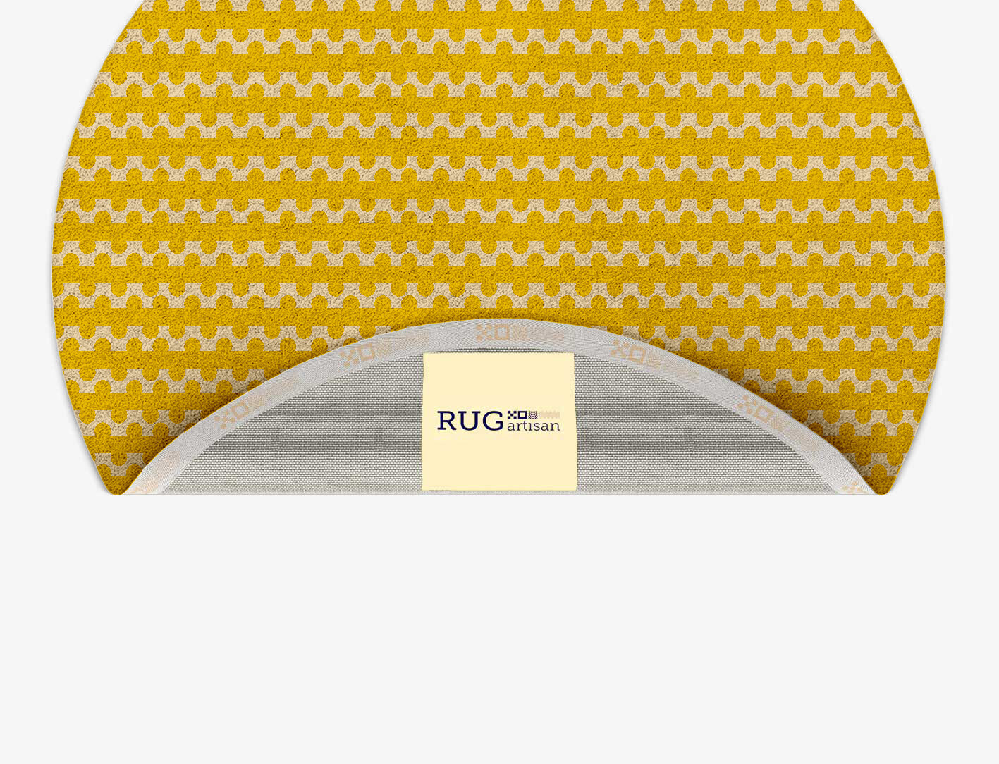 Railroad Geometric Round Hand Tufted Pure Wool Custom Rug by Rug Artisan