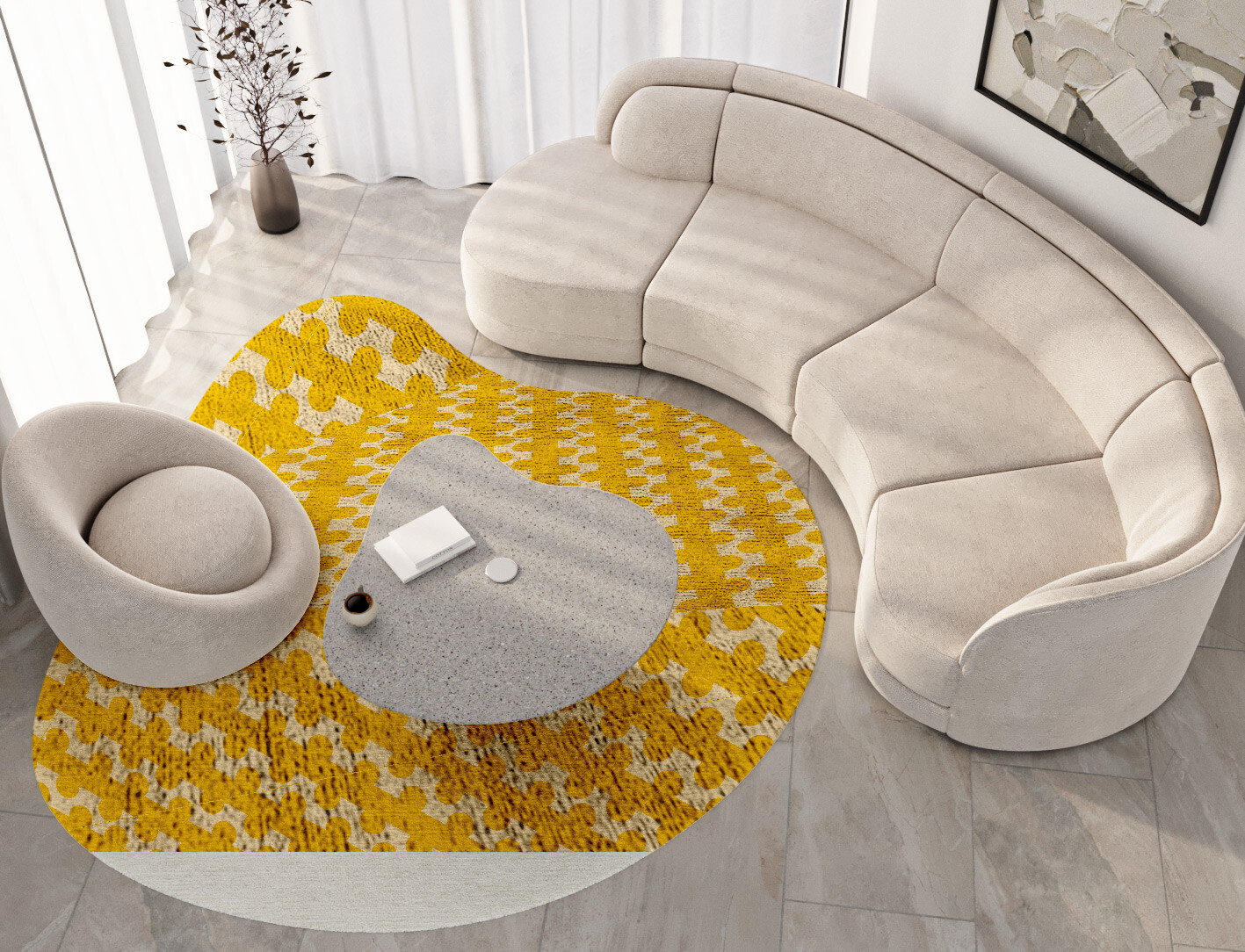 Railroad Geometric Splash Hand Tufted Bamboo Silk Custom Rug by Rug Artisan