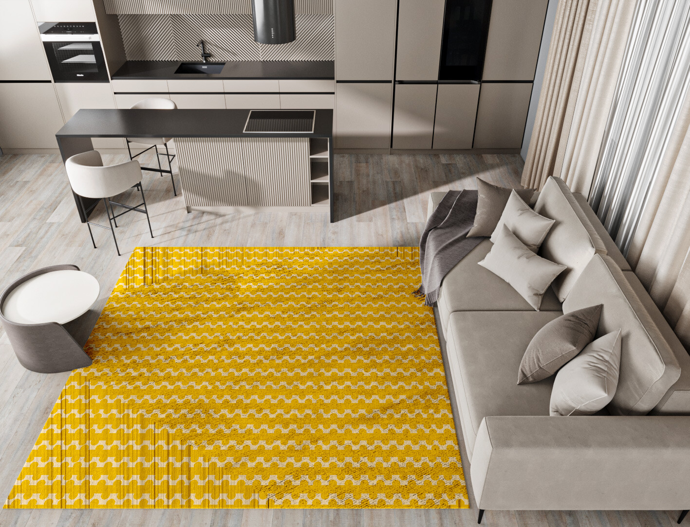 Railroad Geometric Square Hand Tufted Bamboo Silk Custom Rug by Rug Artisan