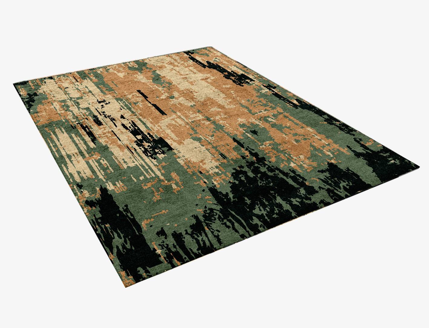 Rain Drips Surface Art Rectangle Hand Knotted Bamboo Silk Custom Rug by Rug Artisan