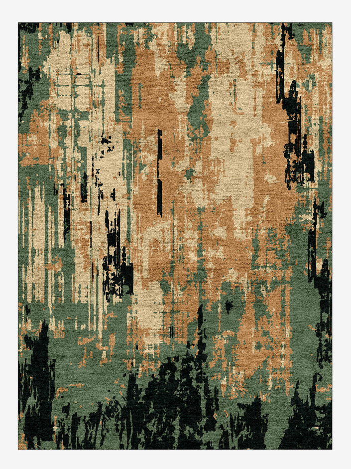 Rain Drips Surface Art Rectangle Hand Knotted Bamboo Silk Custom Rug by Rug Artisan