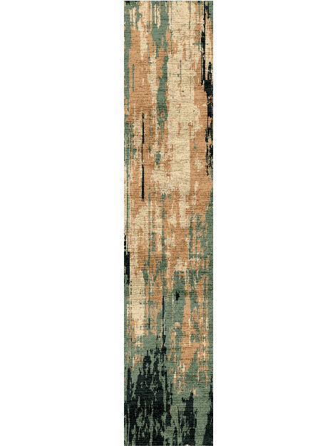 Rain Drips Surface Art Runner Hand Knotted Bamboo Silk Custom Rug by Rug Artisan