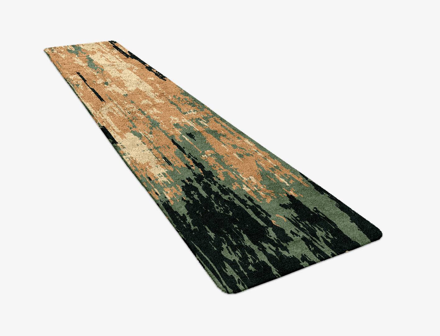 Rain Drips Surface Art Runner Hand Tufted Bamboo Silk Custom Rug by Rug Artisan