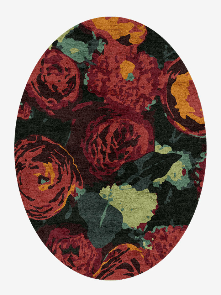 Rainforest Floral Oval Hand Knotted Bamboo Silk Custom Rug by Rug Artisan