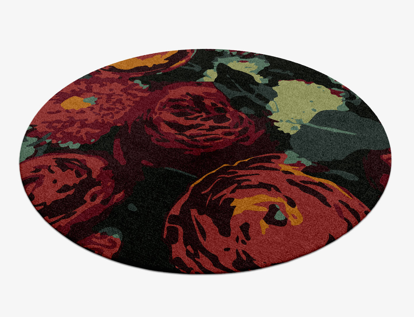 Rainforest Floral Round Hand Knotted Tibetan Wool Custom Rug by Rug Artisan