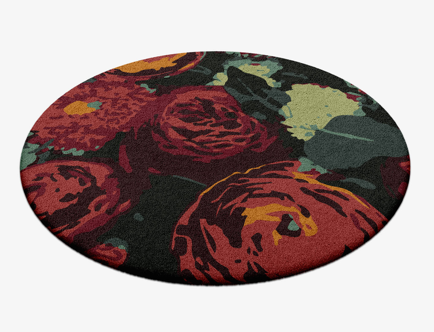 Rainforest Floral Round Hand Tufted Pure Wool Custom Rug by Rug Artisan