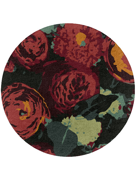 Rainforest Floral Round Hand Tufted Pure Wool Custom Rug by Rug Artisan
