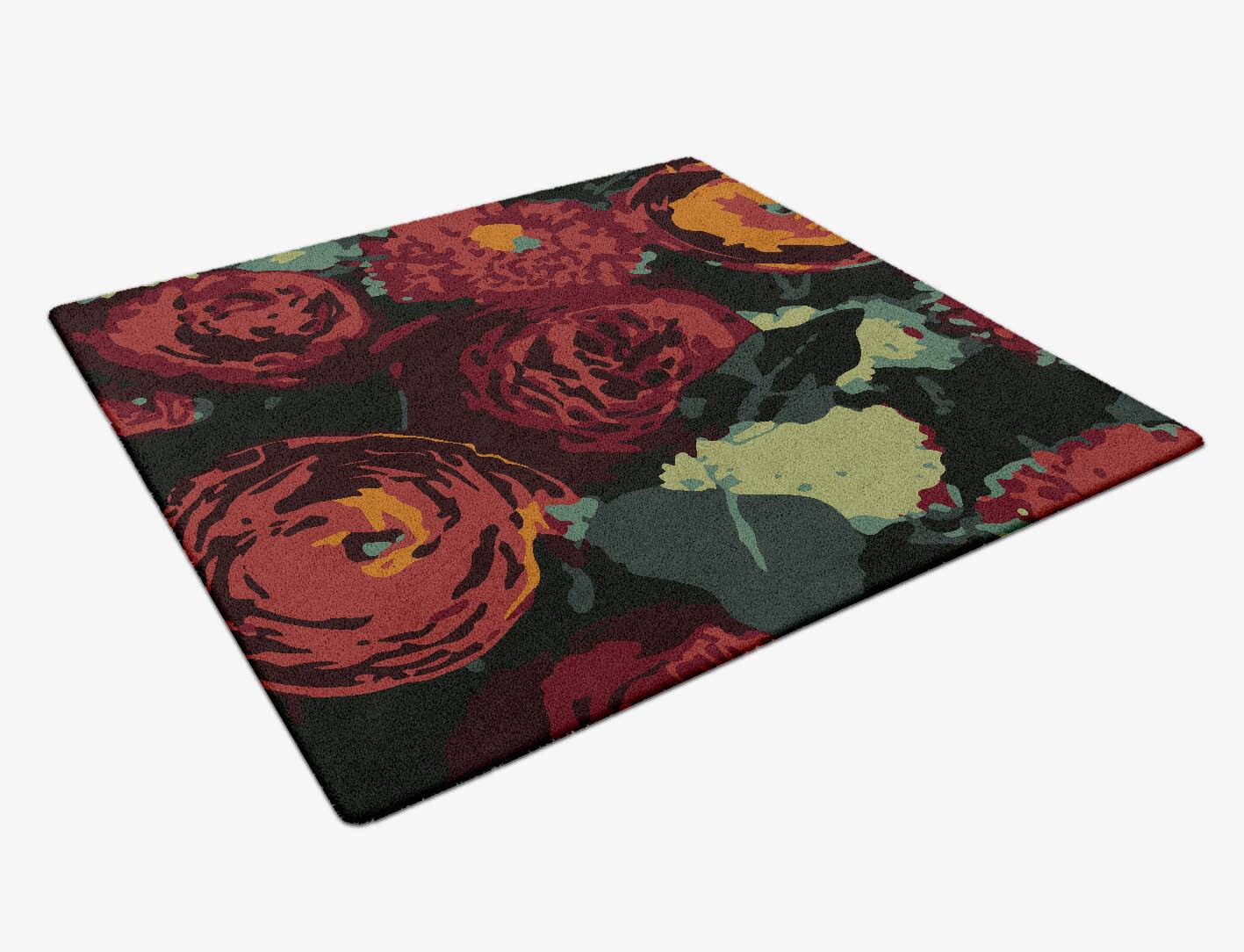 Rainforest Floral Square Hand Tufted Pure Wool Custom Rug by Rug Artisan
