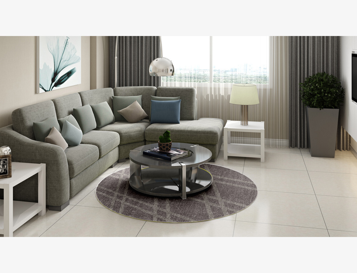 Rake Minimalist Round Flatweave New Zealand Wool Custom Rug by Rug Artisan