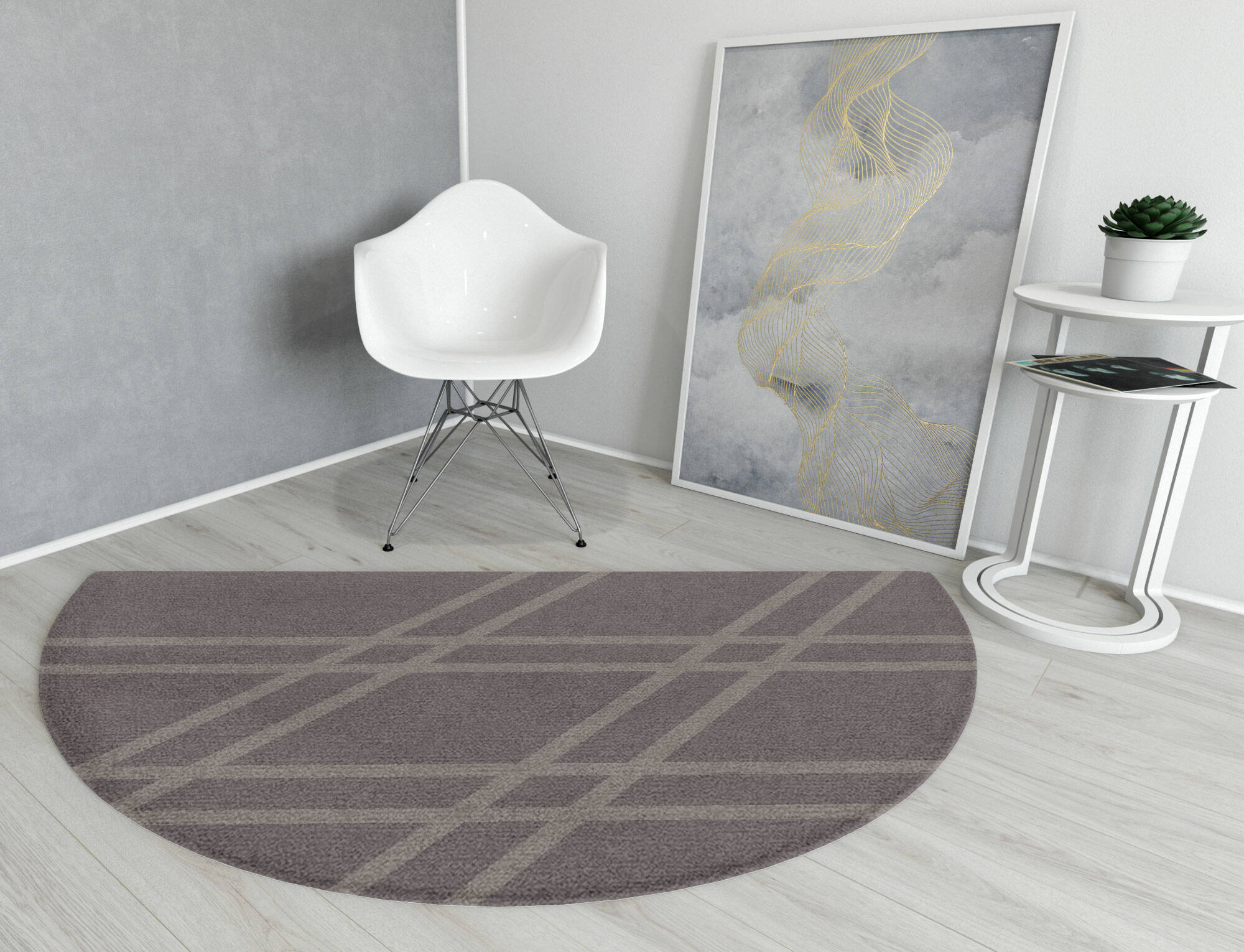 Rake Minimalist Halfmoon Hand Knotted Tibetan Wool Custom Rug by Rug Artisan