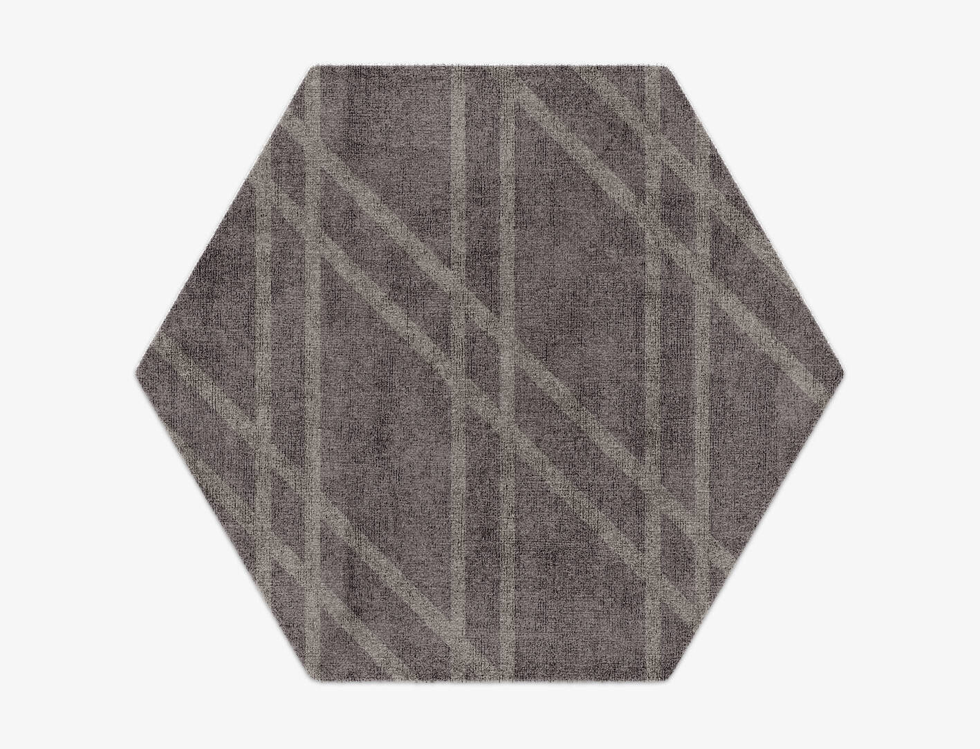 Rake Minimalist Hexagon Hand Knotted Bamboo Silk Custom Rug by Rug Artisan