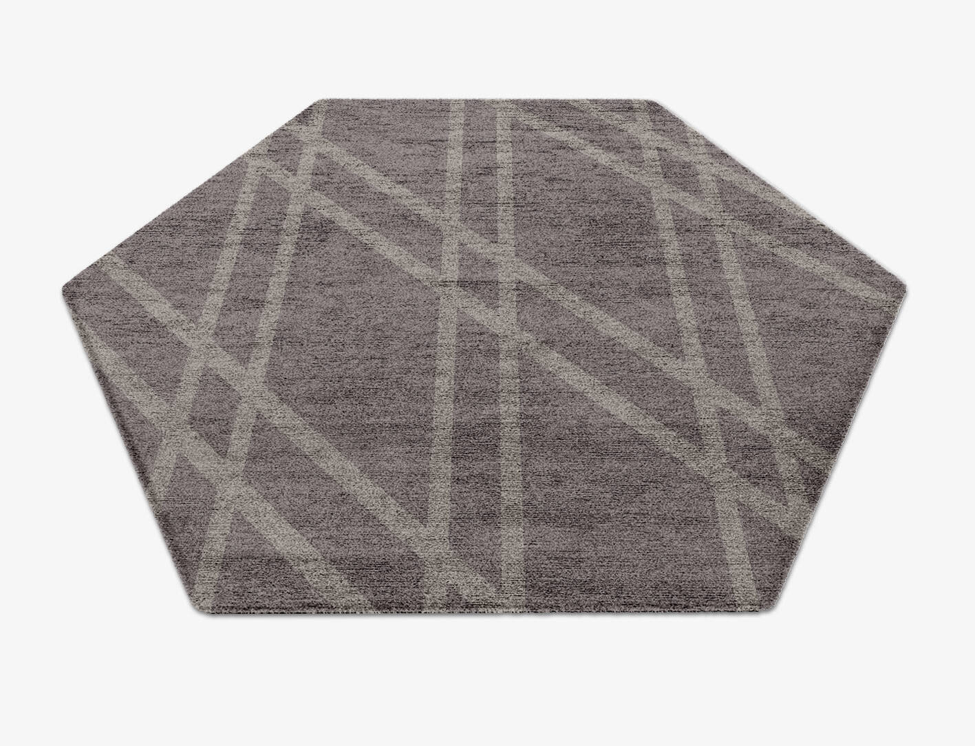 Rake Minimalist Hexagon Hand Knotted Bamboo Silk Custom Rug by Rug Artisan