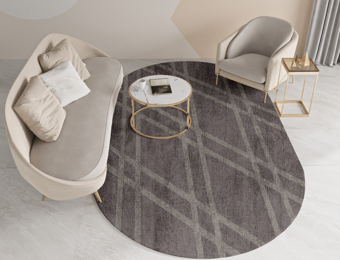 Rake Minimalist Capsule Hand Tufted Bamboo Silk Custom Rug by Rug Artisan