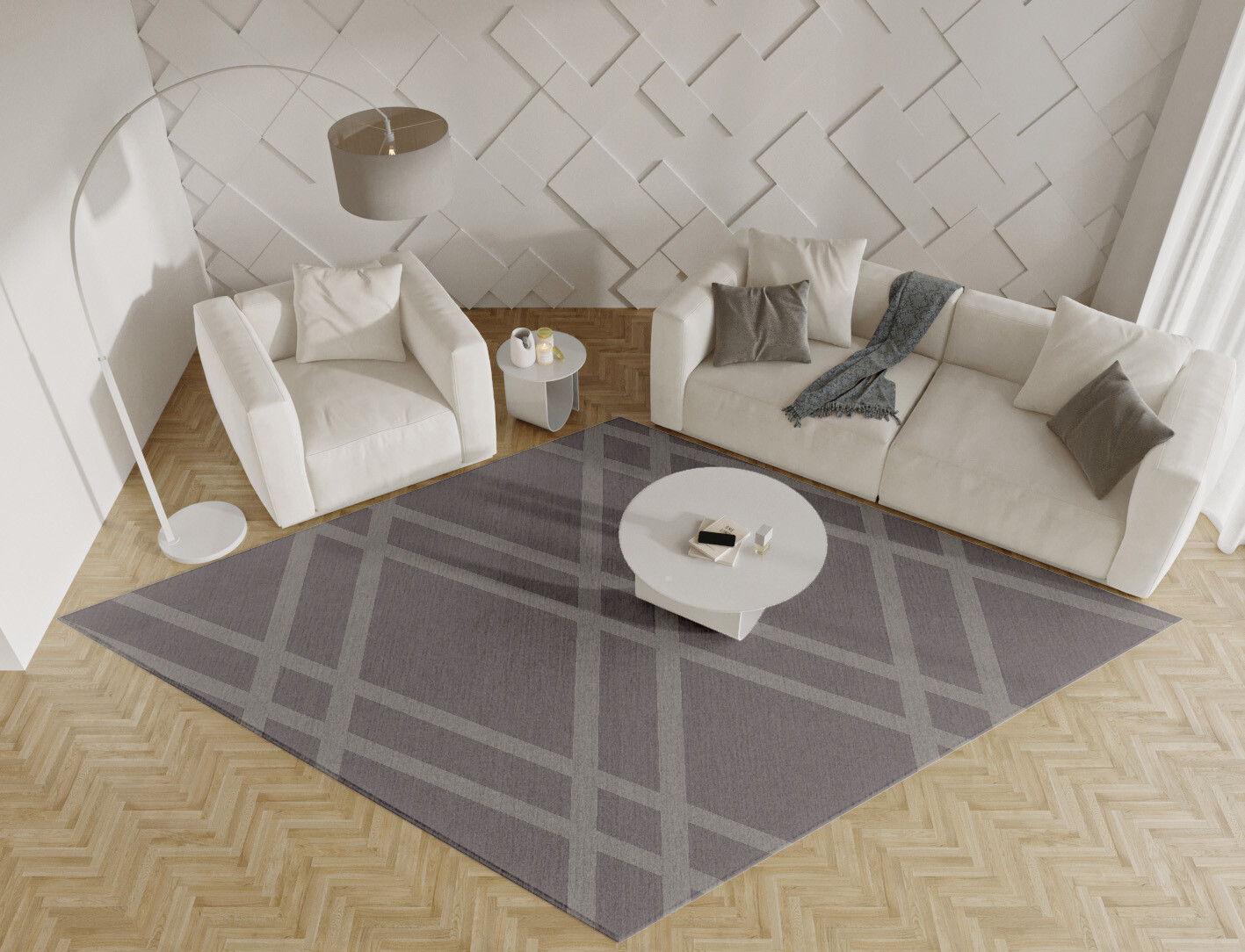 Rake Minimalist Diamond Hand Tufted Pure Wool Custom Rug by Rug Artisan
