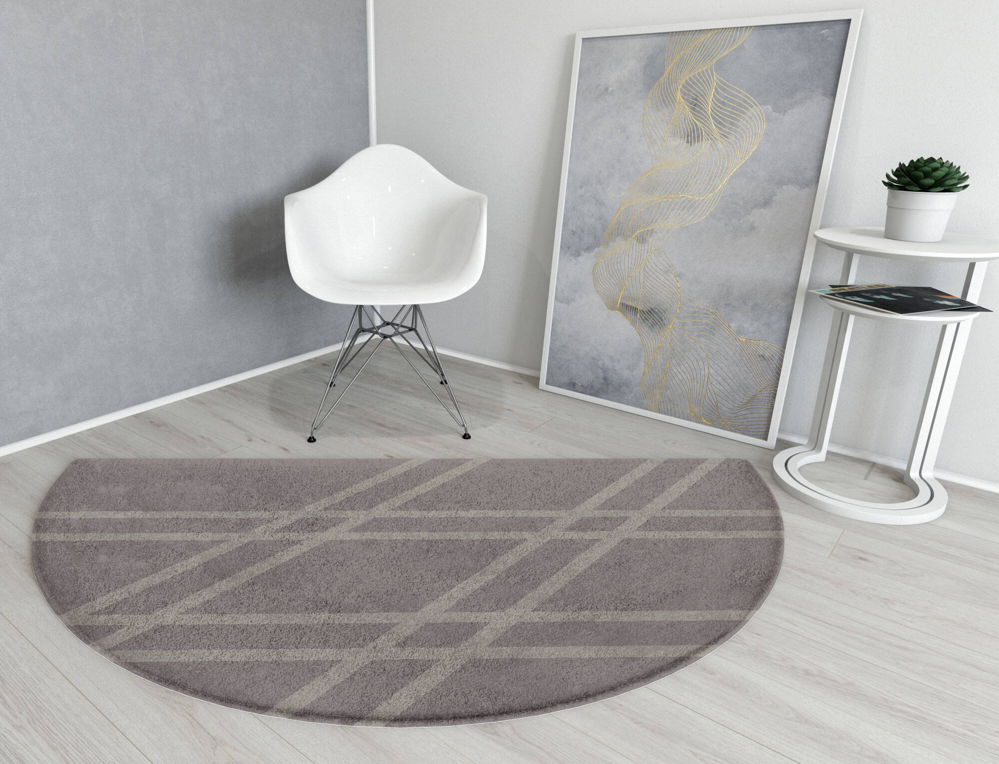 Rake Minimalist Halfmoon Hand Tufted Pure Wool Custom Rug by Rug Artisan