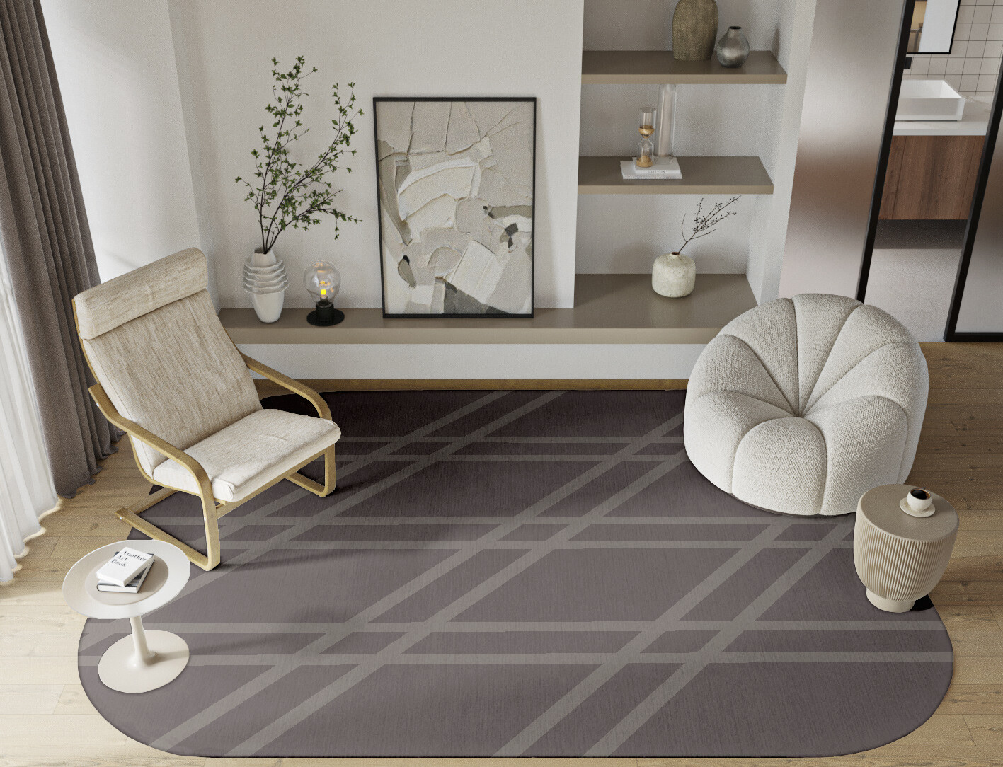 Rake Minimalist Oblong Hand Tufted Pure Wool Custom Rug by Rug Artisan