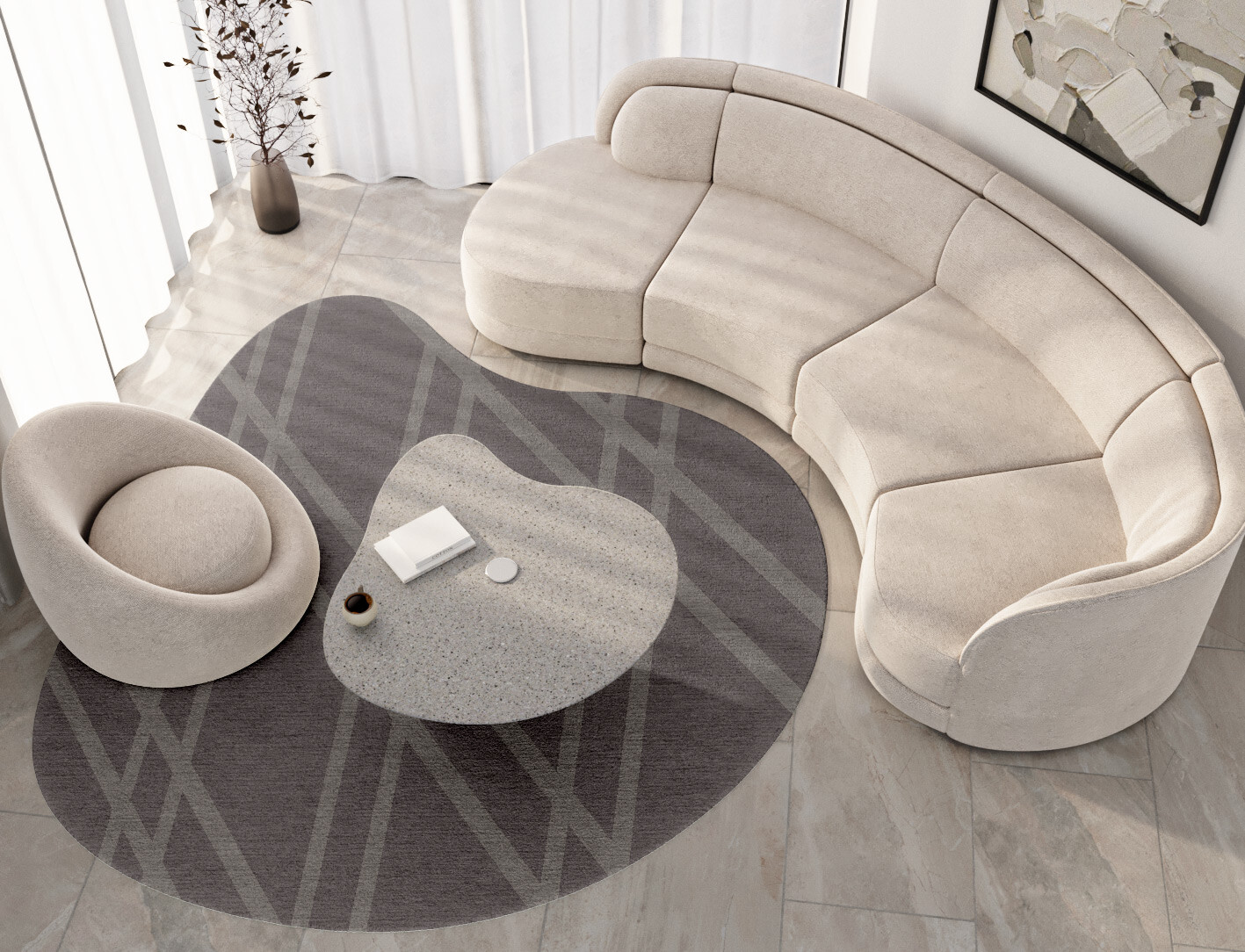 Rake Minimalist Splash Hand Tufted Pure Wool Custom Rug by Rug Artisan
