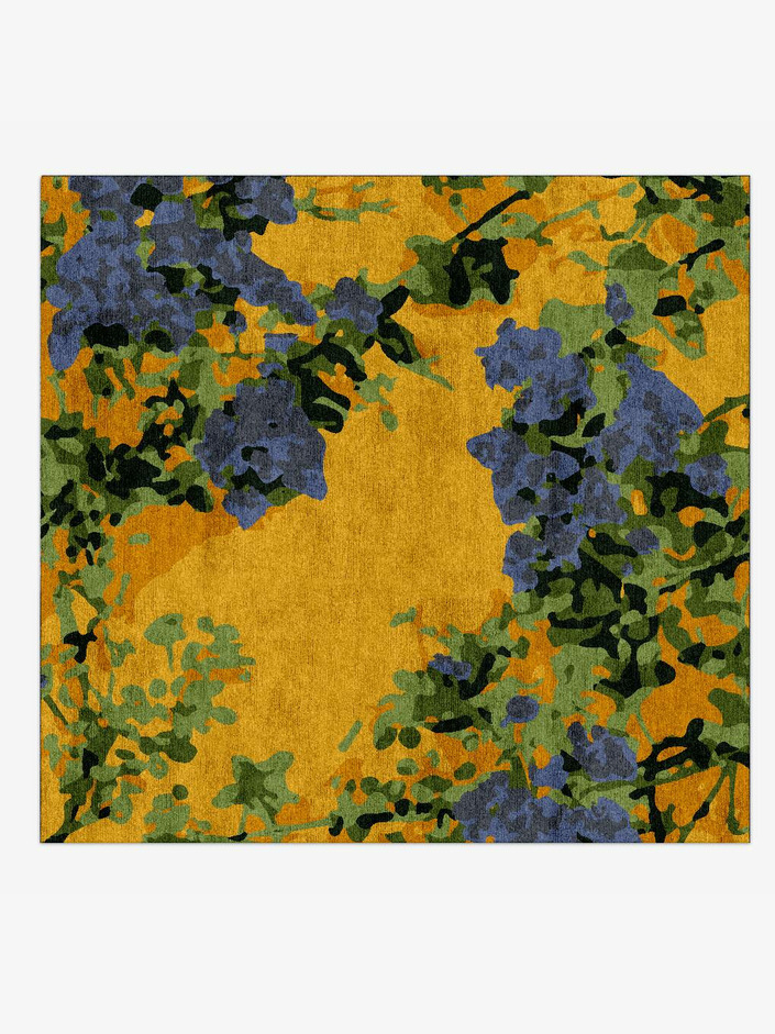 Rambler Floral Square Hand Knotted Bamboo Silk Custom Rug by Rug Artisan