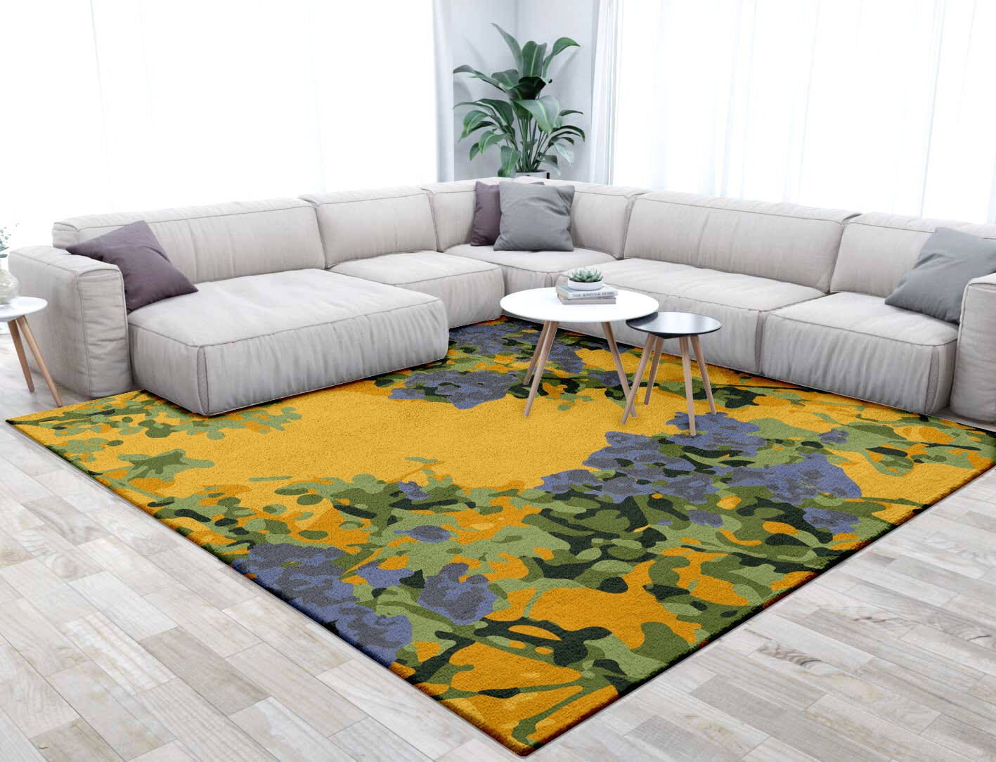 Rambler Floral Square Hand Tufted Pure Wool Custom Rug by Rug Artisan